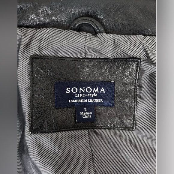 SONOMA Sz L WOMENS JACKET COAT BLAZER LAMBSKIN LEATHER BALCK COLOR - Picture 3 of 6
